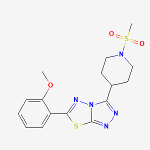 molecular formula C16H19N5O3S2 B13362077 6-(2-Methoxyphenyl)-3-[1-(methylsulfonyl)-4-piperidinyl][1,2,4]triazolo[3,4-b][1,3,4]thiadiazole 