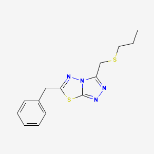 molecular formula C14H16N4S2 B13362098 6-Benzyl-3-[(propylsulfanyl)methyl][1,2,4]triazolo[3,4-b][1,3,4]thiadiazole 