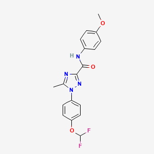 molecular formula C18H16F2N4O3 B13362121 1-[4-(difluoromethoxy)phenyl]-N-(4-methoxyphenyl)-5-methyl-1H-1,2,4-triazole-3-carboxamide 