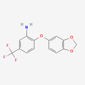 molecular formula C14H10F3NO3 B1336220 2-(1,3-苯并二氧杂环-5-氧基)-5-(三氟甲基)苯胺 CAS No. 924858-70-8