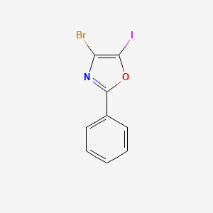 molecular formula C9H5BrINO B13362231 4-Bromo-5-iodo-2-phenyloxazole 