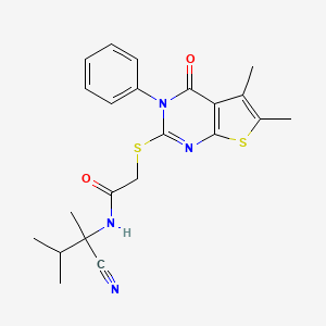 N-(1-cyano-1,2-dimethylpropyl)-2-({5,6-dimethyl-4-oxo-3-phenyl-3H,4H-thieno[2,3-d]pyrimidin-2-yl}sulfanyl)acetamide