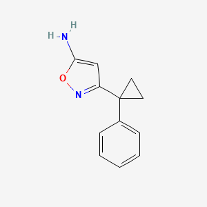 molecular formula C12H12N2O B13362365 3-(1-Phenylcyclopropyl)isoxazol-5-amine 