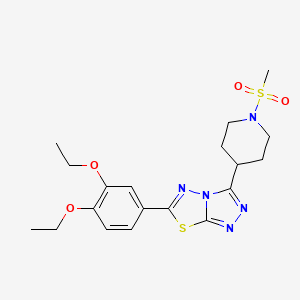 molecular formula C19H25N5O4S2 B13362565 6-(3,4-Diethoxyphenyl)-3-[1-(methylsulfonyl)-4-piperidinyl][1,2,4]triazolo[3,4-b][1,3,4]thiadiazole 