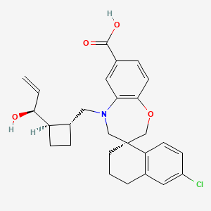 (S)-6'-chloro-5-(((1R,2R)-2-((S)-1-hydroxyallyl)cyclobutyl)methyl)-3',4,4',5-tetrahydro-2H,2'H-spiro[benzo[b][1,4]oxazepine-3,1'-naphthalene]-7-carboxylic acid