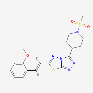 molecular formula C18H21N5O3S2 B13362608 6-[(E)-2-(2-methoxyphenyl)ethenyl]-3-[1-(methylsulfonyl)piperidin-4-yl][1,2,4]triazolo[3,4-b][1,3,4]thiadiazole 