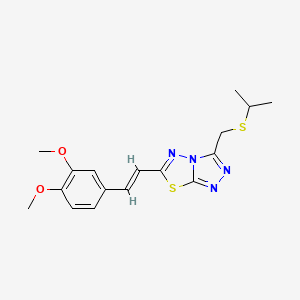 molecular formula C17H20N4O2S2 B13362627 6-[2-(3,4-Dimethoxyphenyl)vinyl]-3-[(isopropylsulfanyl)methyl][1,2,4]triazolo[3,4-b][1,3,4]thiadiazole 