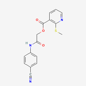 molecular formula C16H13N3O3S B13362740 2-((4-Cyanophenyl)amino)-2-oxoethyl 2-(methylthio)nicotinate 