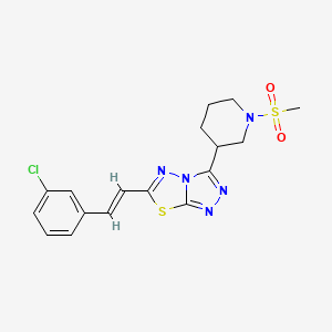 molecular formula C17H18ClN5O2S2 B13362755 6-[(E)-2-(3-chlorophenyl)ethenyl]-3-[1-(methylsulfonyl)piperidin-3-yl][1,2,4]triazolo[3,4-b][1,3,4]thiadiazole 