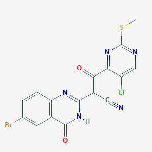 2-(6-Bromo-4-oxo-3,4-dihydroquinazolin-2-yl)-3-(5-chloro-2-(methylthio)pyrimidin-4-yl)-3-oxopropanenitrile