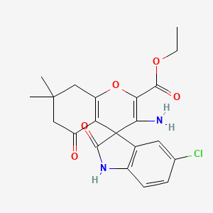 Ethyl 3-amino-5-chloro-7,7-dimethyl-5-oxo-1',2',5,6,7,8-hexahydro-2'-oxospiro[chromene-4,3'-indole]-2-carboxylate