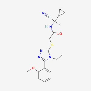 molecular formula C19H23N5O2S B13362849 N-(1-cyano-1-cyclopropylethyl)-2-{[4-ethyl-5-(2-methoxyphenyl)-4H-1,2,4-triazol-3-yl]sulfanyl}acetamide 