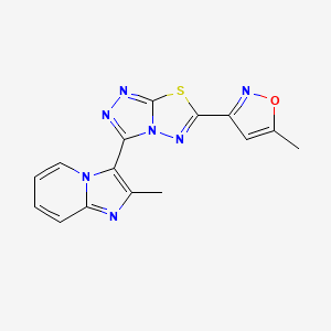 molecular formula C15H11N7OS B13362863 2-Methyl-3-[6-(5-methyl-3-isoxazolyl)[1,2,4]triazolo[3,4-b][1,3,4]thiadiazol-3-yl]imidazo[1,2-a]pyridine 