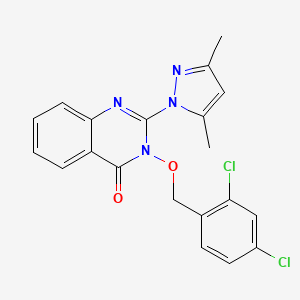 molecular formula C20H16Cl2N4O2 B13362891 3-[(2,4-dichlorobenzyl)oxy]-2-(3,5-dimethyl-1H-pyrazol-1-yl)-4(3H)-quinazolinone 