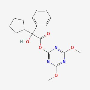 molecular formula C18H21N3O5 B13362945 4,6-Dimethoxy-1,3,5-triazin-2-yl 2-cyclopentyl-2-hydroxy-2-phenylacetate 