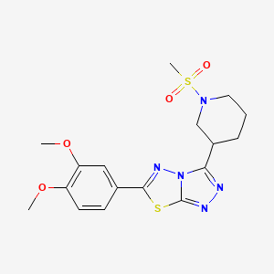 molecular formula C17H21N5O4S2 B13363046 6-(3,4-Dimethoxyphenyl)-3-[1-(methylsulfonyl)-3-piperidinyl][1,2,4]triazolo[3,4-b][1,3,4]thiadiazole 