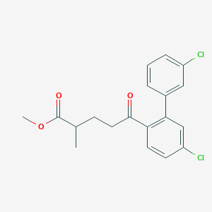 molecular formula C19H18Cl2O3 B13363080 Methyl 5-(3',5-dichloro-[1,1'-biphenyl]-2-yl)-2-methyl-5-oxopentanoate 