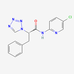 molecular formula C15H13ClN6O B13363103 N-(5-chloro-2-pyridinyl)-3-phenyl-2-(1H-tetraazol-1-yl)propanamide 