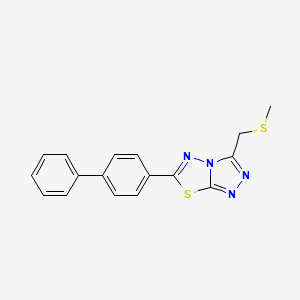 molecular formula C17H14N4S2 B13363108 6-(Biphenyl-4-yl)-3-[(methylsulfanyl)methyl][1,2,4]triazolo[3,4-b][1,3,4]thiadiazole 