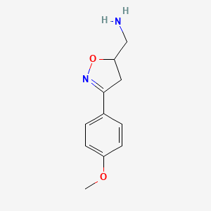 molecular formula C11H14N2O2 B13363147 (3-(4-Methoxyphenyl)-4,5-dihydroisoxazol-5-yl)methanamine 