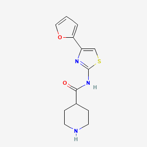 molecular formula C13H15N3O2S B13363179 N-[4-(furan-2-yl)-1,3-thiazol-2-yl]piperidine-4-carboxamide 