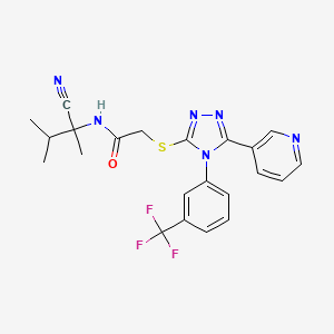 molecular formula C22H21F3N6OS B13363186 N-(1-cyano-1,2-dimethylpropyl)-2-{[5-(pyridin-3-yl)-4-[3-(trifluoromethyl)phenyl]-4H-1,2,4-triazol-3-yl]sulfanyl}acetamide 