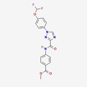 molecular formula C18H14F2N4O4 B13363190 methyl 4-[({1-[4-(difluoromethoxy)phenyl]-1H-1,2,4-triazol-3-yl}carbonyl)amino]benzoate 