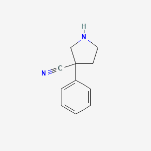 molecular formula C11H12N2 B13363224 3-Phenylpyrrolidine-3-carbonitrile 