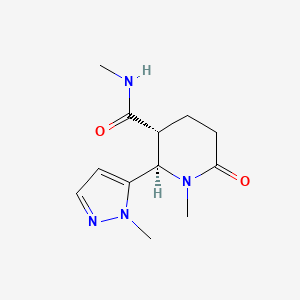 molecular formula C12H18N4O2 B13363231 (2R,3R)-N,1-Dimethyl-2-(1-methyl-1H-pyrazol-5-yl)-6-oxopiperidine-3-carboxamide 