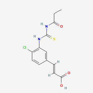 molecular formula C13H13ClN2O3S B13363238 (2E)-3-{4-chloro-3-[(propanoylcarbamothioyl)amino]phenyl}prop-2-enoic acid 