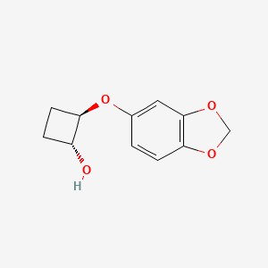 molecular formula C11H12O4 B13363274 Rel-(1R,2R)-2-(benzo[d][1,3]dioxol-5-yloxy)cyclobutan-1-ol 