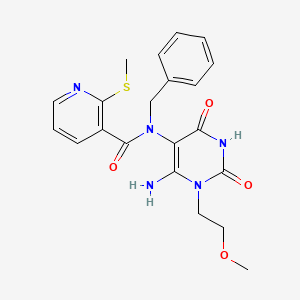 N-(6-Amino-1-(2-methoxyethyl)-2,4-dioxo-1,2,3,4-tetrahydropyrimidin-5-yl)-N-benzyl-2-(methylthio)nicotinamide