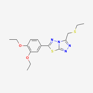 molecular formula C16H20N4O2S2 B13363311 6-(3,4-Diethoxyphenyl)-3-[(ethylsulfanyl)methyl][1,2,4]triazolo[3,4-b][1,3,4]thiadiazole 