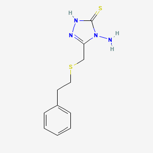 molecular formula C11H14N4S2 B13363358 4-amino-5-{[(2-phenylethyl)sulfanyl]methyl}-4H-1,2,4-triazole-3-thiol 