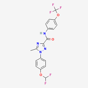 molecular formula C18H13F5N4O3 B13363359 1-[4-(difluoromethoxy)phenyl]-5-methyl-N-[4-(trifluoromethoxy)phenyl]-1H-1,2,4-triazole-3-carboxamide 