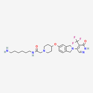 N-(6-Aminohexyl)-2-(4-((2-(6-oxo-5-(trifluoromethyl)-1,6-dihydropyridazin-4-yl)isoindolin-5-yl)oxy)piperidin-1-yl)acetamide