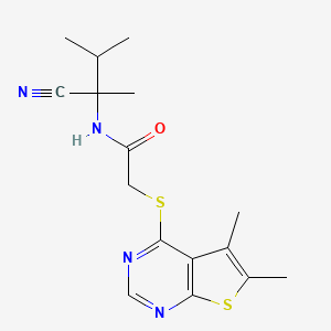 molecular formula C16H20N4OS2 B13363398 N-(1-cyano-1,2-dimethylpropyl)-2-({5,6-dimethylthieno[2,3-d]pyrimidin-4-yl}sulfanyl)acetamide 