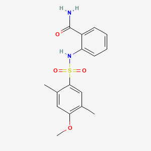 molecular formula C16H18N2O4S B13363410 2-{[(4-Methoxy-2,5-dimethylphenyl)sulfonyl]amino}benzamide 