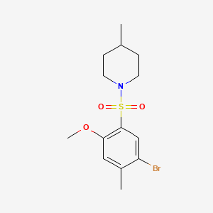 molecular formula C14H20BrNO3S B13363529 1-[(5-Bromo-2-methoxy-4-methylphenyl)sulfonyl]-4-methylpiperidine 