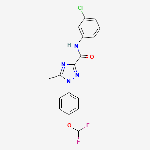 molecular formula C17H13ClF2N4O2 B13363665 N-(3-chlorophenyl)-1-[4-(difluoromethoxy)phenyl]-5-methyl-1H-1,2,4-triazole-3-carboxamide 