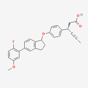 (3S)-3-(4-((5-(2-fluoro-5-methoxyphenyl)-2,3-dihydro-1H-inden-1-yl)oxy)phenyl)hex-4-ynoic acid