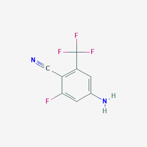 molecular formula C8H4F4N2 B13363715 4-Amino-2-fluoro-6-(trifluoromethyl)benzonitrile 