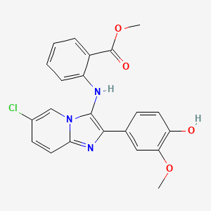 molecular formula C22H18ClN3O4 B13363734 Methyl 2-{[6-chloro-2-(4-hydroxy-3-methoxyphenyl)imidazo[1,2-a]pyridin-3-yl]amino}benzoate 