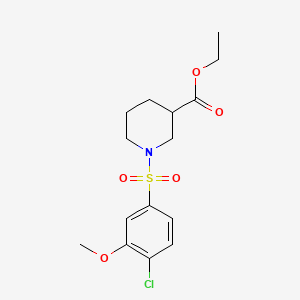 molecular formula C15H20ClNO5S B13363848 Ethyl 1-[(4-chloro-3-methoxyphenyl)sulfonyl]-3-piperidinecarboxylate 