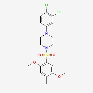 molecular formula C19H22Cl2N2O4S B13363866 1-(3,4-Dichlorophenyl)-4-[(2,5-dimethoxy-4-methylphenyl)sulfonyl]piperazine 