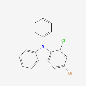 molecular formula C18H11BrClN B13363872 3-Bromo-1-chloro-9-phenyl-9H-carbazole 