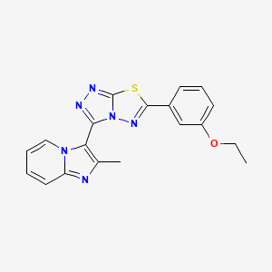 molecular formula C19H16N6OS B13363884 3-[6-(3-Ethoxyphenyl)[1,2,4]triazolo[3,4-b][1,3,4]thiadiazol-3-yl]-2-methylimidazo[1,2-a]pyridine 