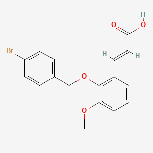 molecular formula C17H15BrO4 B13363894 3-{2-[(4-Bromobenzyl)oxy]-3-methoxyphenyl}acrylic acid 