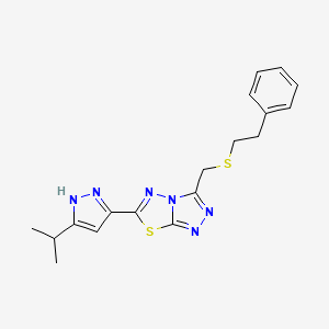 [6-(5-isopropyl-1H-pyrazol-3-yl)[1,2,4]triazolo[3,4-b][1,3,4]thiadiazol-3-yl]methyl 2-phenylethyl sulfide