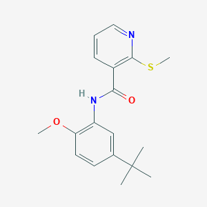 molecular formula C18H22N2O2S B13364087 N-(5-(tert-Butyl)-2-methoxyphenyl)-2-(methylthio)nicotinamide 